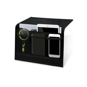Bedside Storage Organizer, Bedside Caddy Couch Caddy for Remote Control Black